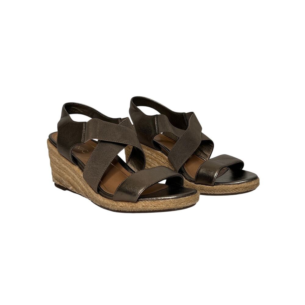 Vionic Ainsleigh Bronze Metallic Espadrille Wedge Sandals Shoe Size 9.5 Comfort